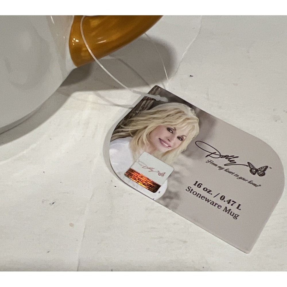 New Dolly Parton Stoneware Coffee Mug Cowgirl Boot Poinsettias Red Gold 16 Oz - Picture 2 of 7
